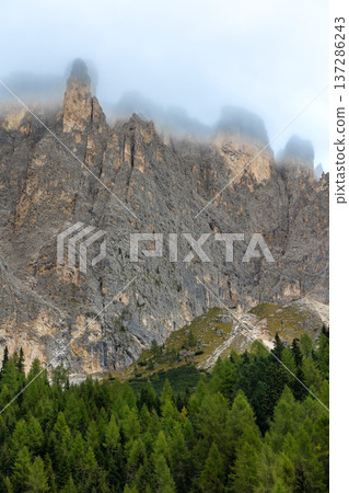 Dolomites Mountains, Gardena Pass, Italy 137286243