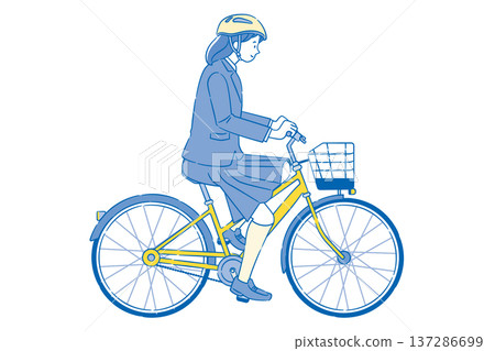 Female student riding a bicycle 2C Female student riding a bicycle 2C 137286699