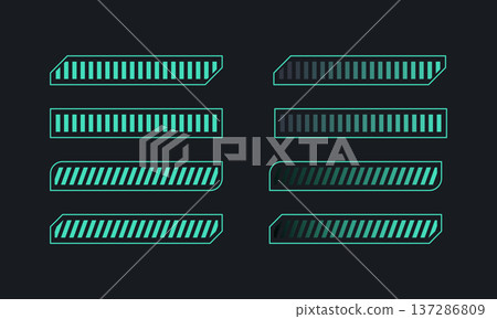 Neon progress bar indicator set Neon progress bar indicator set 137286809