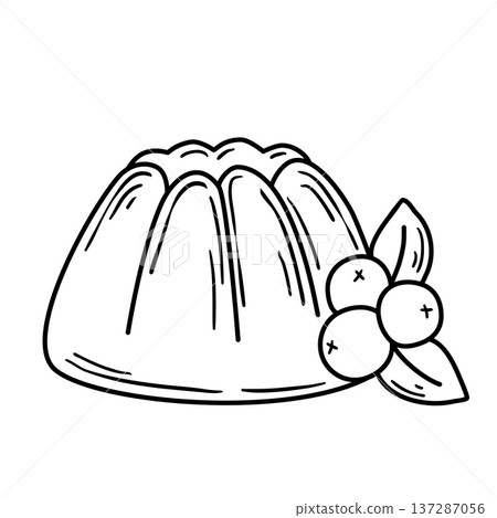 Wild berry pudding doodle sketch style 137287056