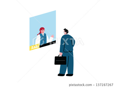 A man working at the hospital reception 137287267