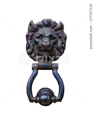 antique iron doorbell isolated on white background 137287326