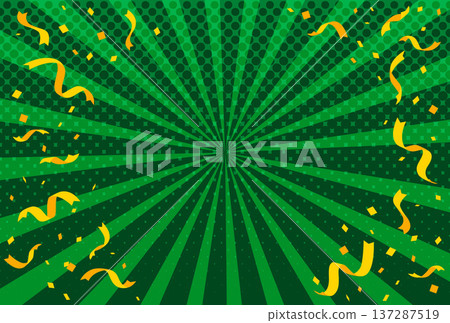 Impactful concentrated line background, sale advertisement, horizontal, confetti, celebration, green 137287519