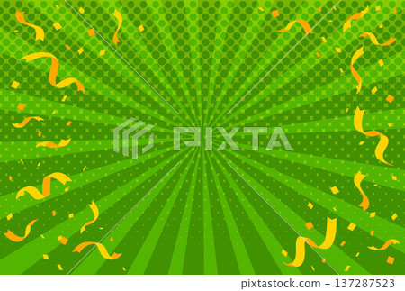 Impactful concentrated line background, sale advertisement, horizontal, confetti, celebration, yellow-green 137287523