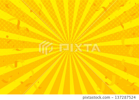 Impactful concentrated line background, sale advertisement, horizontal, confetti, celebration, yellow 137287524