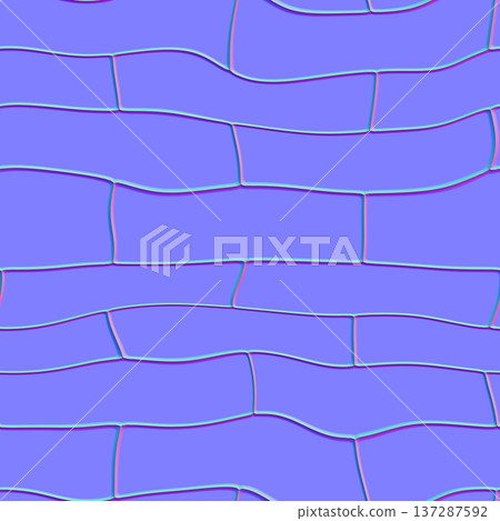 Abstract Wavy Brick Wall Normal Map Texture Abstract Wavy Brick Wall Normal Map Texture 137287592