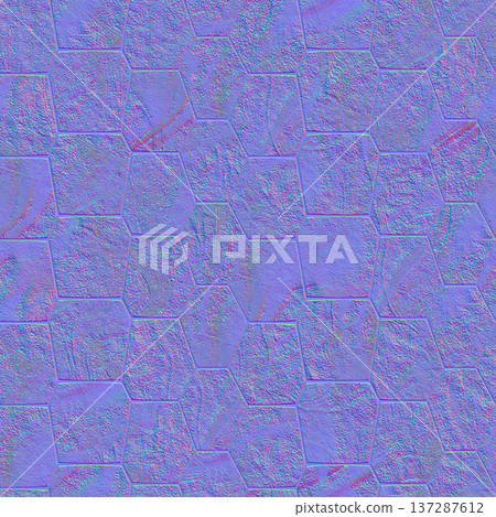 Textured Hexagonal Stone Tile Normal Map 137287612
