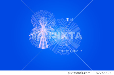 Anniversary Celebration Date Emblem Badge, Abstract 80th Logo Blue Background for Invitation Greeting Card, Corporate Jubilee Sign, Commemorate Occasion Symbol. Wavy Guilloche. Vector Illustration Anniversary Celebration Date Emblem Badge, Abstract 80th Logo Blue Background for Invitation Greeting Card, Corporate Jubilee Sign, Commemorate Occasion Symbol. Wavy Guilloche. Vector Illustration 137288492