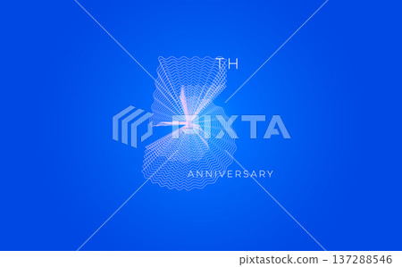 Anniversary Celebration Date Emblem Badge, Abstract 5 Logo Blue Background for Invitation Greeting Card, Corporate Jubilee Sign, Commemorate Occasion Symbol. Wavy Guilloche. Vector Illustration Anniversary Celebration Date Emblem Badge, Abstract 5 Logo Blue Background for Invitation Greeting Card, Corporate Jubilee Sign, Commemorate Occasion Symbol. Wavy Guilloche. Vector Illustration 137288546