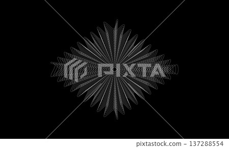 Guilloche Spirograph Starburst With Diamond Center On Black Minimal Background For Luxury Branding, Poster Or Certificate Design. Abstract Modern Geometric Pattern. Vector Illustration 137288554