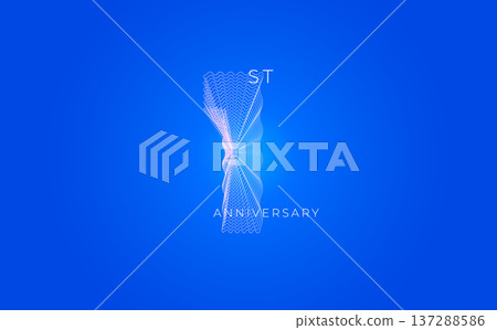 Anniversary Celebration Date Emblem Badge, Abstract 1st Logo Blue Background for Invitation Greeting Card, Corporate Jubilee Sign, Commemorate Occasion Symbol. Wavy Guilloche. Vector Illustration Anniversary Celebration Date Emblem Badge, Abstract 1st Logo Blue Background for Invitation Greeting Card, Corporate Jubilee Sign, Commemorate Occasion Symbol. Wavy Guilloche. Vector Illustration 137288586