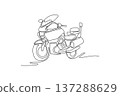 Single continuous line drawing professional paramedic motorcycle equipped with storage boxes and emergency lights. Speed and mobility of bike. Dynamic one line draw graphic design vector illustration 137288629