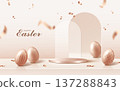Red gold color tags, gates, colorful squares and round-shaped product display platform, Easter festival wide range of sea news and publicity announcements, material sheets for the carvings. 137288843