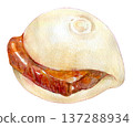 水彩插畫，手繪，紅燒肉包 137288934