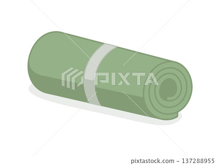 Rolled green yoga mat, without background 137288955