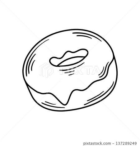 Round traditional donut with sugar glaze Round traditional donut with sugar glaze 137289249