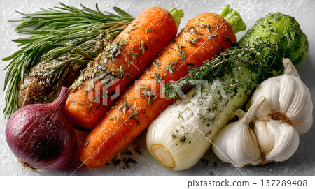 Fresh Organic Vegetables on Rustic Wooden Surface for Healthy Cooking Inspiration Generative AI 137289408