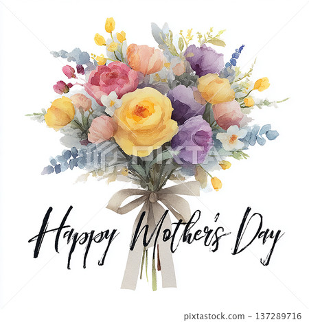 Bouquet of flowers with colorful blooms for Mother's Day celebration or gifting in spring season 137289716