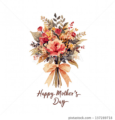 Bouquet of flowers for Mother's Day with bright colors and simple design for celebration 137289718