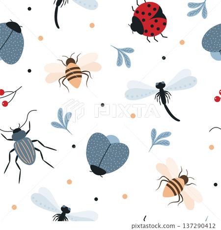 insect seamless pattern insect seamless pattern 137290412