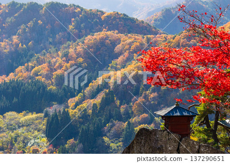 Autumn in Yamagata City, Yamagata Prefecture - Risshakuji Temple (Yamadera) with autumn leaves - Sutra Hall 137290651