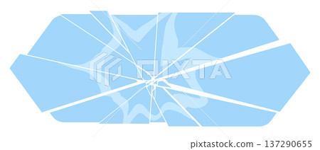 Broken glass icon in flat style. Cracked blue crystal geometric shape for game UI or web design. 137290655