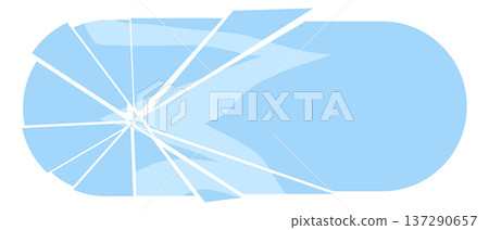 Broken glass icon in flat style. Cracked blue crystal geometric shape for game UI or web design. 137290657
