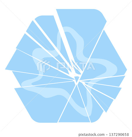 Broken glass icon in flat style. Cracked blue crystal geometric shape for game UI or web design. 137290658