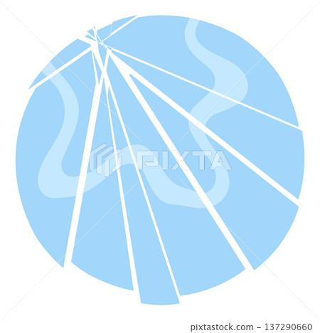 Broken glass icon in flat style. Cracked blue crystal geometric shape for game UI or web design. 137290660