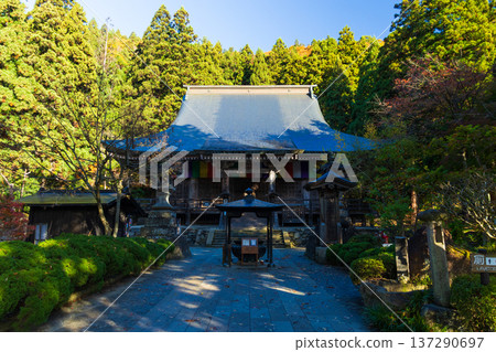 Autumn in Yamagata City, Yamagata Prefecture - Risshakuji Temple (Yamadera) with autumn leaves - Konponchudo Hall Autumn in Yamagata City, Yamagata Prefecture - Risshakuji Temple (Yamadera) with autumn leaves - Konponchudo Hall 137290697