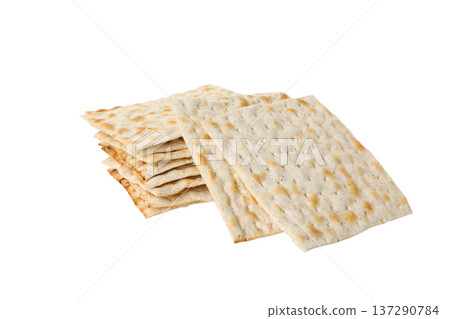 Passover matzah is stacked for the holiday meal, isolated, PNG Passover matzah is stacked for the holiday meal, isolated, PNG 137290784