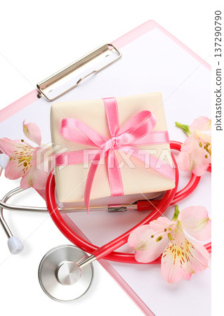 Nurses receive gifts and flowers on their special day, isolated, PNG Nurses receive gifts and flowers on their special day, isolated, PNG 137290790