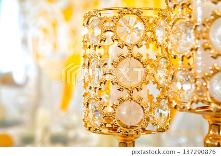 registration of a wedding or banquet hall in yellow tones 137290876