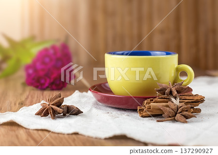 cocoa with cinnamon, delicious dessert cocoa with cinnamon, delicious dessert 137290927
