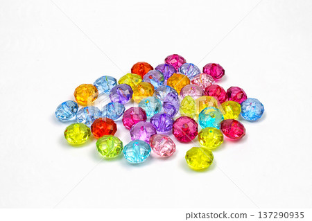 Colored beads for design on a white background Colored beads for design on a white background 137290935