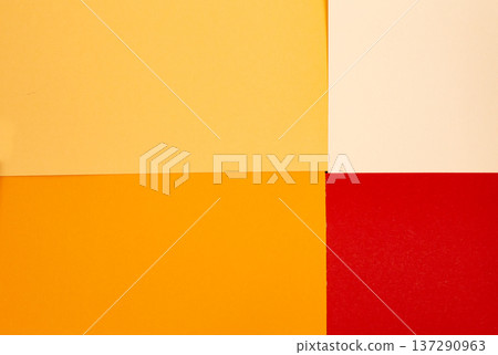 sheets of colored paper. Many colored sheets of paper are laid out in the harsh composition. background of colored paper. warm colors 137290963