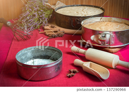 homemade cakes, biscuit baking. place for text 137290966