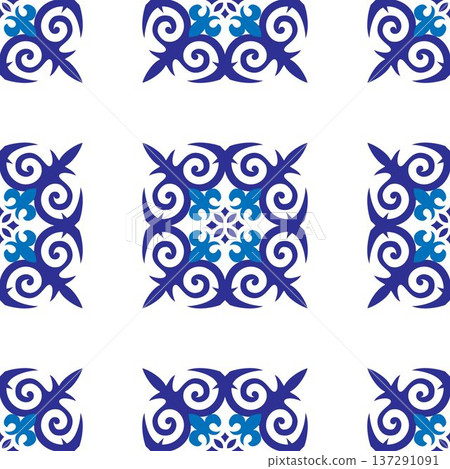 Ethnic background. Mediterranean seamless wallpaper. Talavera pattern. Azulejos portugal. Turkish ornament. Moroccan tile mosaic. Ceramic tableware, folk print. Spanish pottery. Ethnic background. Mediterranean seamless wallpaper. Talavera pattern. Azulejos portugal. Turkish ornament. Moroccan tile mosaic. Ceramic tableware, folk print. Spanish pottery. 137291091