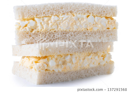 Tamago Sando sandwich isolated on white background. Traditional Japanese sandwich 137291568