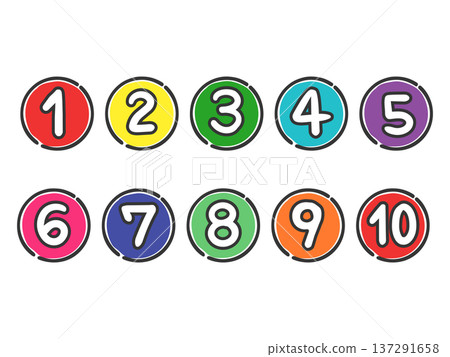 彩色數字圖示向量圖 137291658