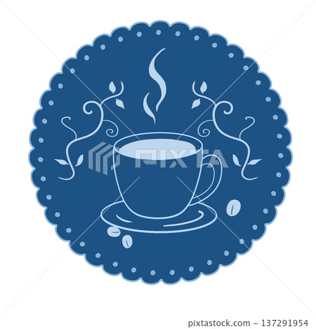 Stylish coffee cup logo frame material (blue) Stylish coffee cup logo frame material (blue) 137291954