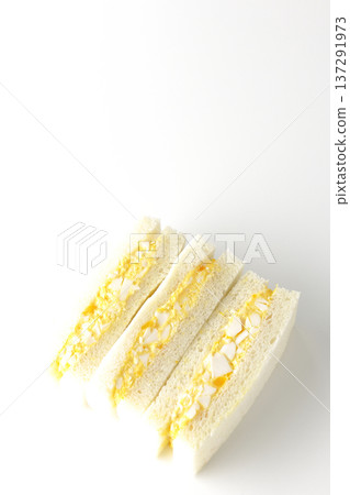 Egg sandwich photographed on a white background 137291973