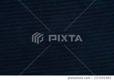 Dark navy ribbed fabric texture background, close up textile surface with copy space 137291985