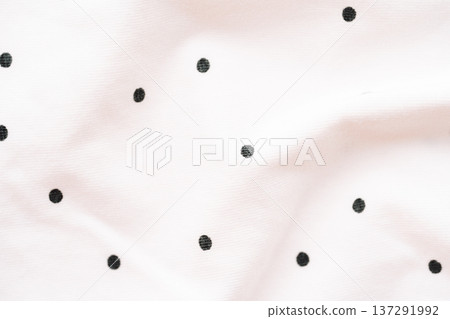 Polka dot fabric texture background with soft folds, minimal pastel textile backdrop 137291992