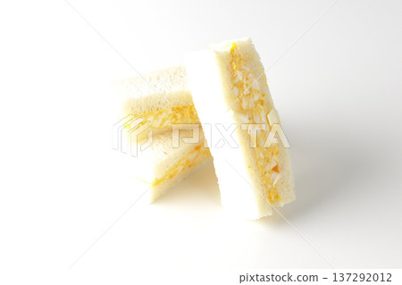 Egg sandwich photographed on a white background 137292012