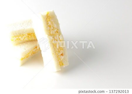 Egg sandwich photographed on a white background 137292013