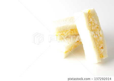 Egg sandwich photographed on a white background 137292014