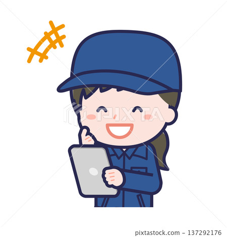 A female "firefighter" using a tablet A female "firefighter" using a tablet 137292176