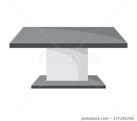 Table furniture of glass and metal, interior desk. Empty table isolated illustration on white background. Vector illustration of platform or stand 137292260