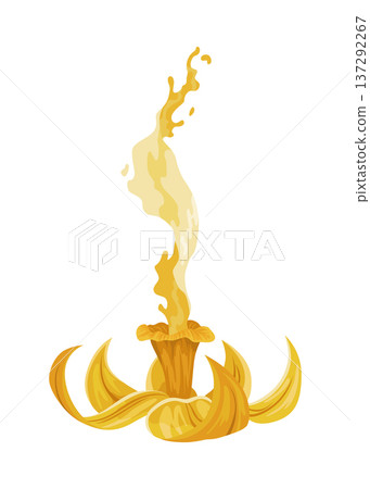 Vanilla flower. Realistic vector isolated design element. Nature spice. Yellow blossom with drops 137292267